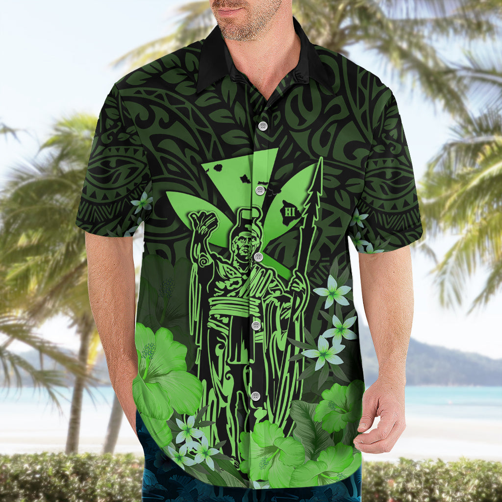 Polynesian Pride King Kamehameha Day Hawaii Hawaiian Shirt Polynesia Tribal Kanaka And Hibiscus Green LT14 - Polynesian Pride