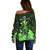 Polynesian Pride King Kamehameha Day Hawaii Off Shoulder Sweater Polynesia Tribal Kanaka And Hibiscus Green LT14 - Polynesian Pride