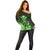 Polynesian Pride King Kamehameha Day Hawaii Off Shoulder Sweater Polynesia Tribal Kanaka And Hibiscus Green LT14 - Polynesian Pride