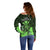 Polynesian Pride King Kamehameha Day Hawaii Off Shoulder Sweater Polynesia Tribal Kanaka And Hibiscus Green LT14 - Polynesian Pride