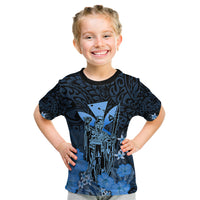 Polynesian Pride King Kamehameha Day Hawaii Kid T Shirt Polynesia Tribal Kanaka And Hibiscus Blue LT14 Blue - Polynesian Pride