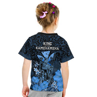Polynesian Pride King Kamehameha Day Hawaii Kid T Shirt Polynesia Tribal Kanaka And Hibiscus Blue LT14 - Polynesian Pride