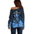 Polynesian Pride King Kamehameha Day Hawaii Off Shoulder Sweater Polynesia Tribal Kanaka And Hibiscus Blue LT14 - Polynesian Pride