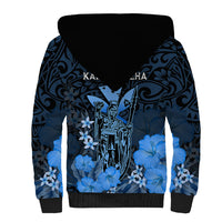 Polynesian Pride King Kamehameha Day Hawaii Sherpa Hoodie Polynesia Tribal Kanaka And Hibiscus Blue LT14 - Polynesian Pride
