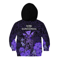 Polynesian Pride King Kamehameha Day Hawaii Kid Hoodie Polynesia Tribal Kanaka And Hibiscus Purple LT14 - Polynesian Pride