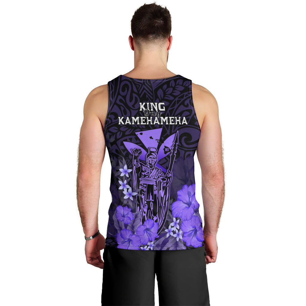 Polynesian Pride King Kamehameha Day Hawaii Men Tank Top Polynesia Tribal Kanaka And Hibiscus Purple LT14 - Polynesian Pride
