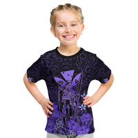 Personalised King Kamehameha Day Hawaii Kid T Shirt Polynesia Tribal Kanaka And Hibiscus Purple LT14 Purple - Polynesian Pride