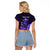 Personalised King Kamehameha Day Hawaii Raglan Cropped T Shirt Polynesia Tribal Kanaka And Hibiscus Purple LT14 - Polynesian Pride