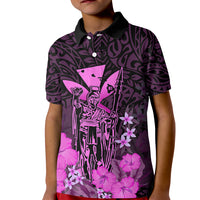 Polynesian Pride King Kamehameha Day Hawaii Kid Polo Shirt Polynesia Tribal Kanaka And Hibiscus Pink LT14 Kid Pink - Polynesian Pride