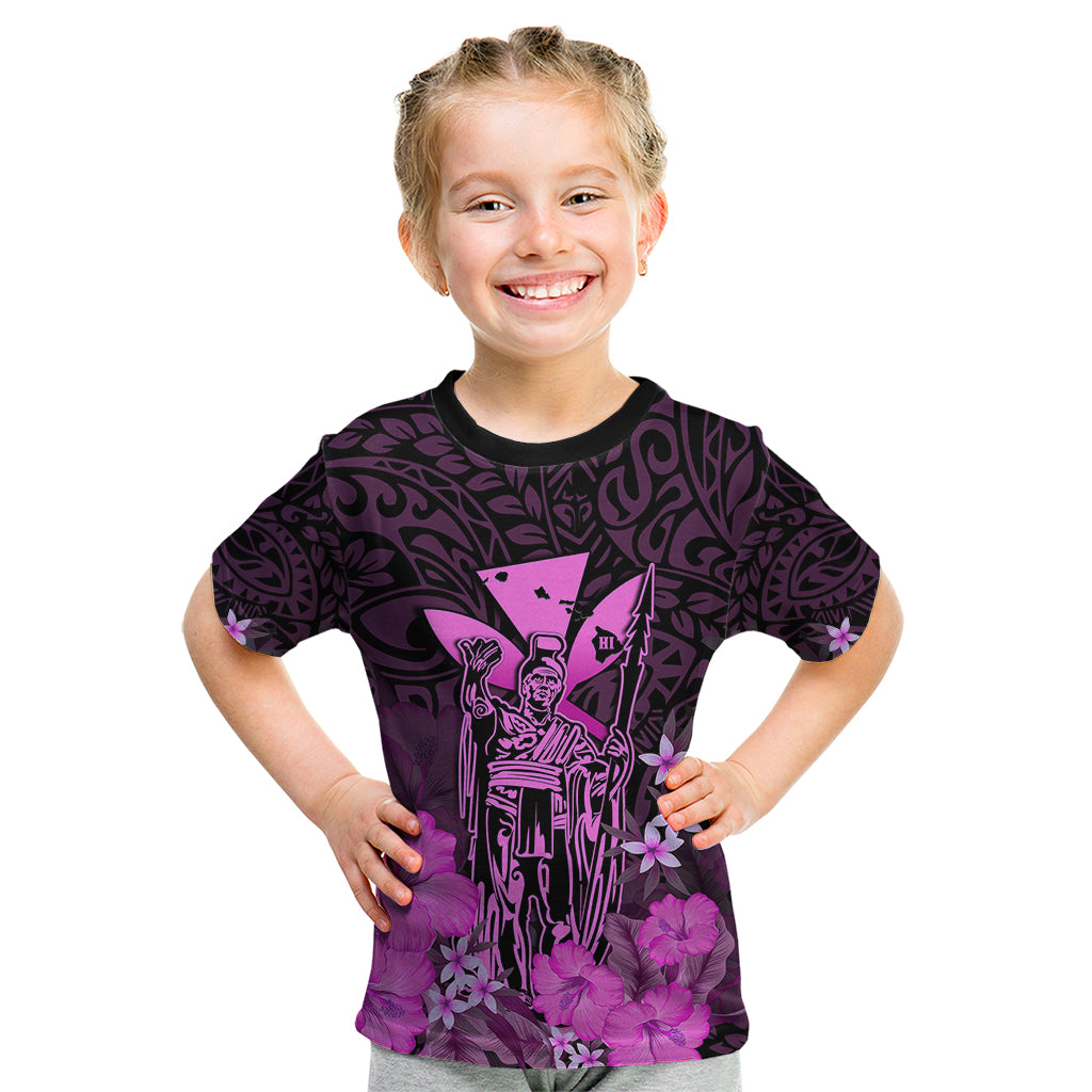 Polynesian Pride King Kamehameha Day Hawaii Kid T Shirt Polynesia Tribal Kanaka And Hibiscus Pink LT14 Pink - Polynesian Pride