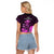 Polynesian Pride King Kamehameha Day Hawaii Raglan Cropped T Shirt Polynesia Tribal Kanaka And Hibiscus Pink LT14 - Polynesian Pride