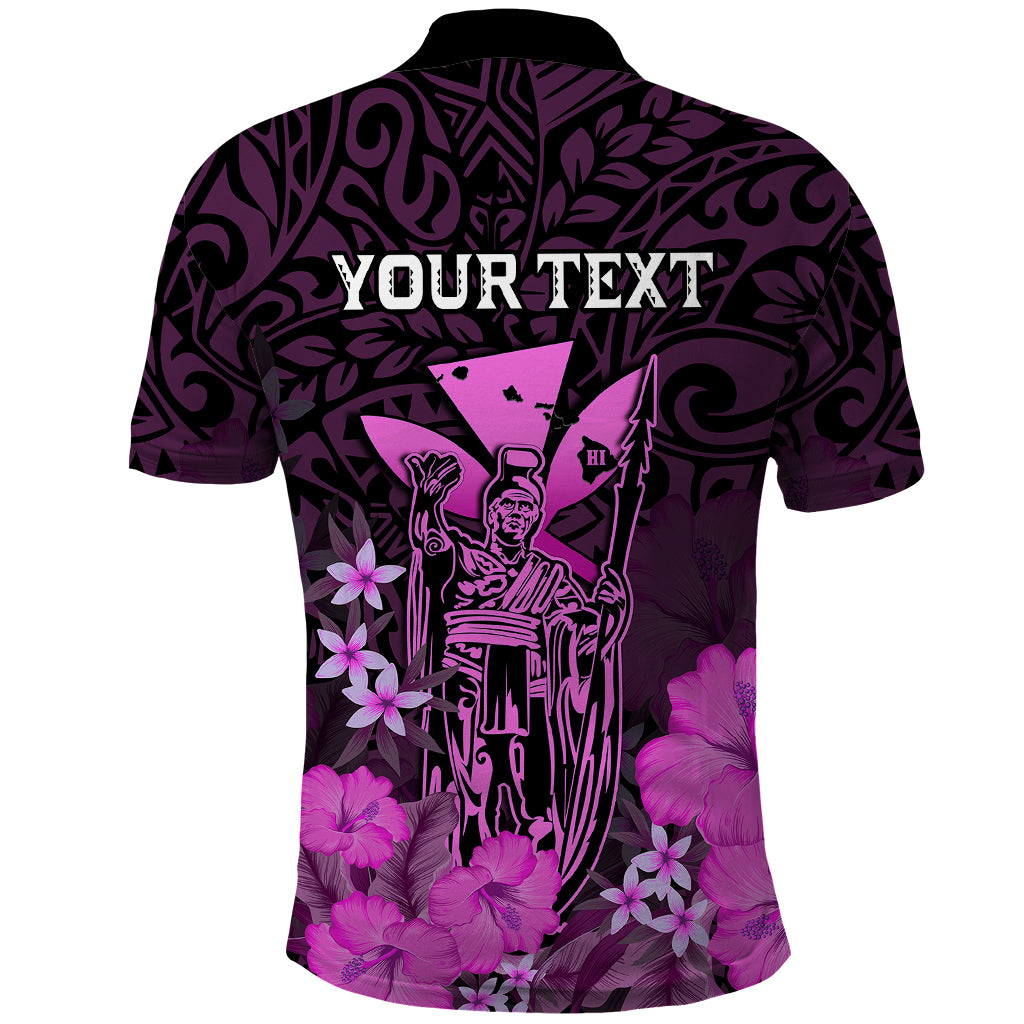 Custom King Kamehameha Day Hawaii Polo Shirt Polynesia Tribal Kanaka and Hibiscus Pink LT14 - Polynesian Pride