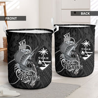 Guam Blue Marlin Fishing Laundry Basket Guahan Fish Hook Tattoo Black Version LT14 - Polynesian Pride