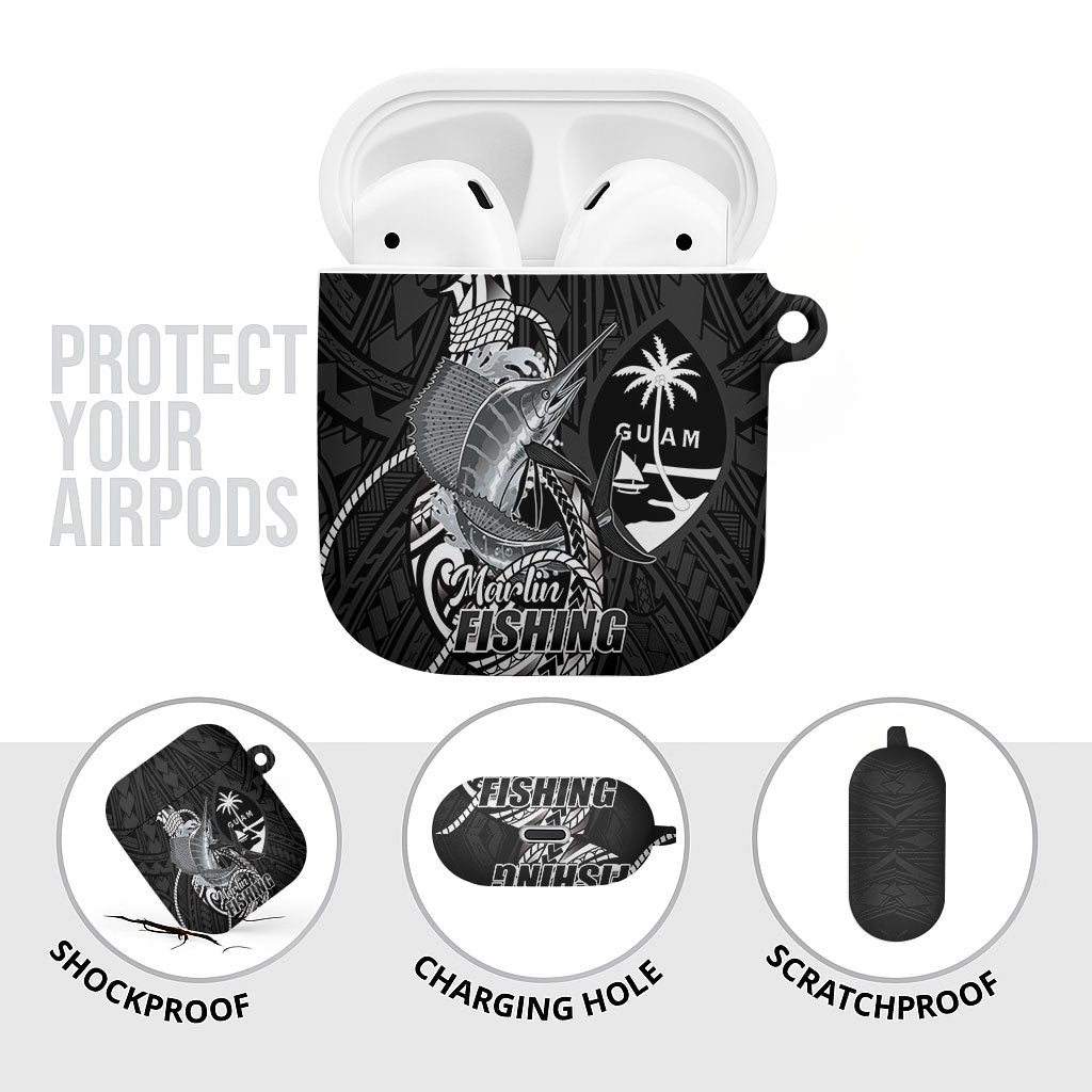 Guam Blue Marlin Fishing AirPods Case Guahan Fish Hook Tattoo Black Version LT14 - Polynesian Pride
