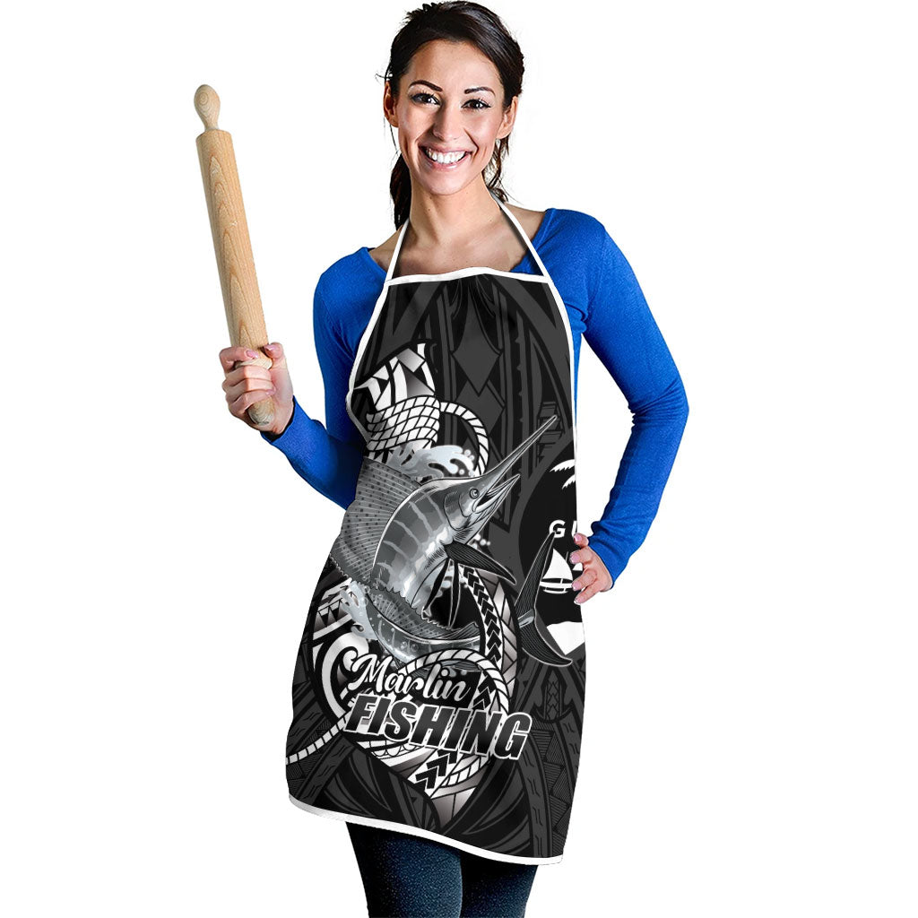 Guam Blue Marlin Fishing Apron Guahan Fish Hook Tattoo Black Version LT14 - Polynesian Pride