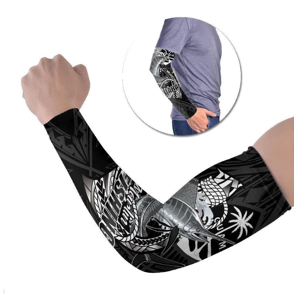 Guam Blue Marlin Fishing Arm Sleeves Guahan Fish Hook Tattoo Black Version