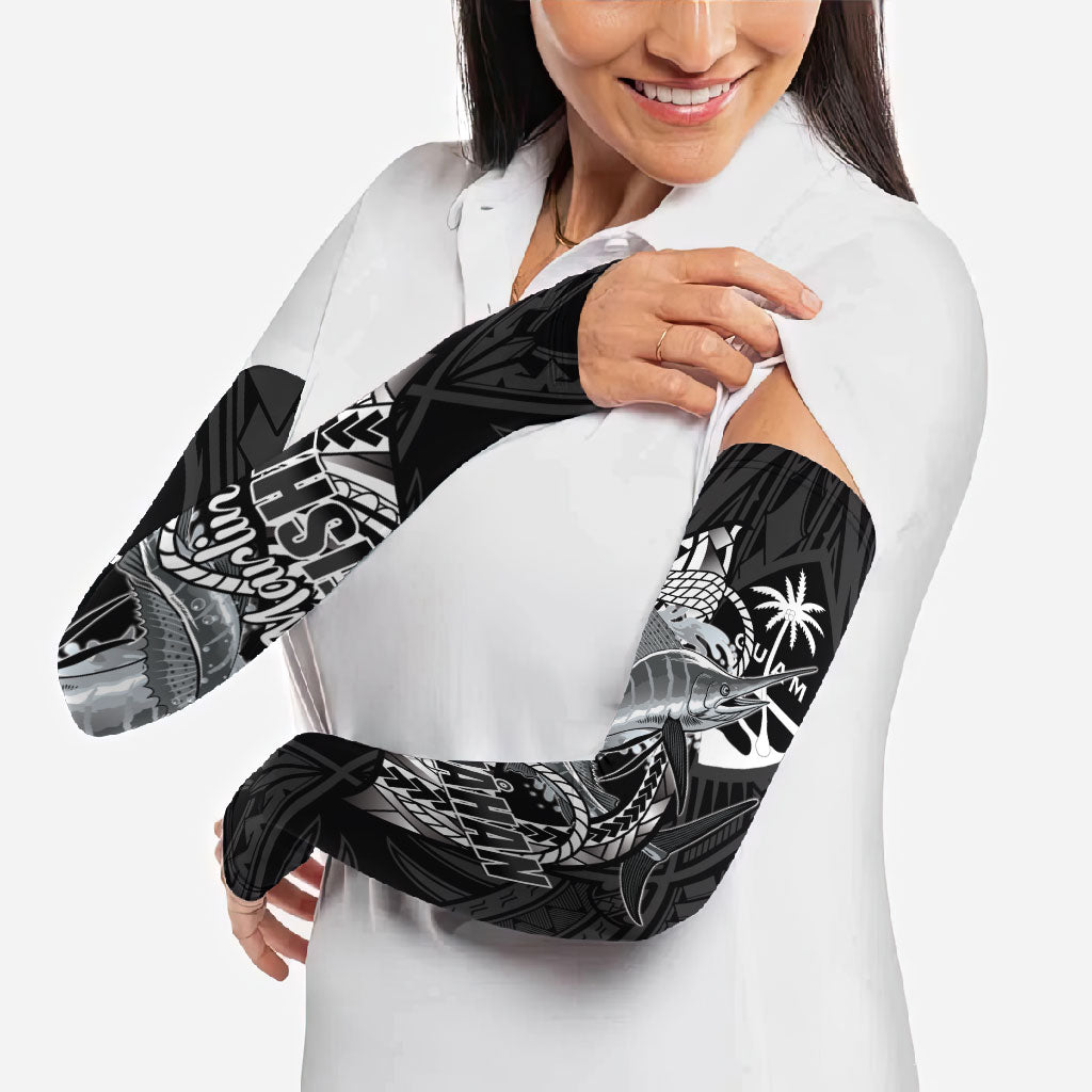 Guam Blue Marlin Fishing Arm Sleeves Guahan Fish Hook Tattoo Black Version LT14 - Polynesian Pride