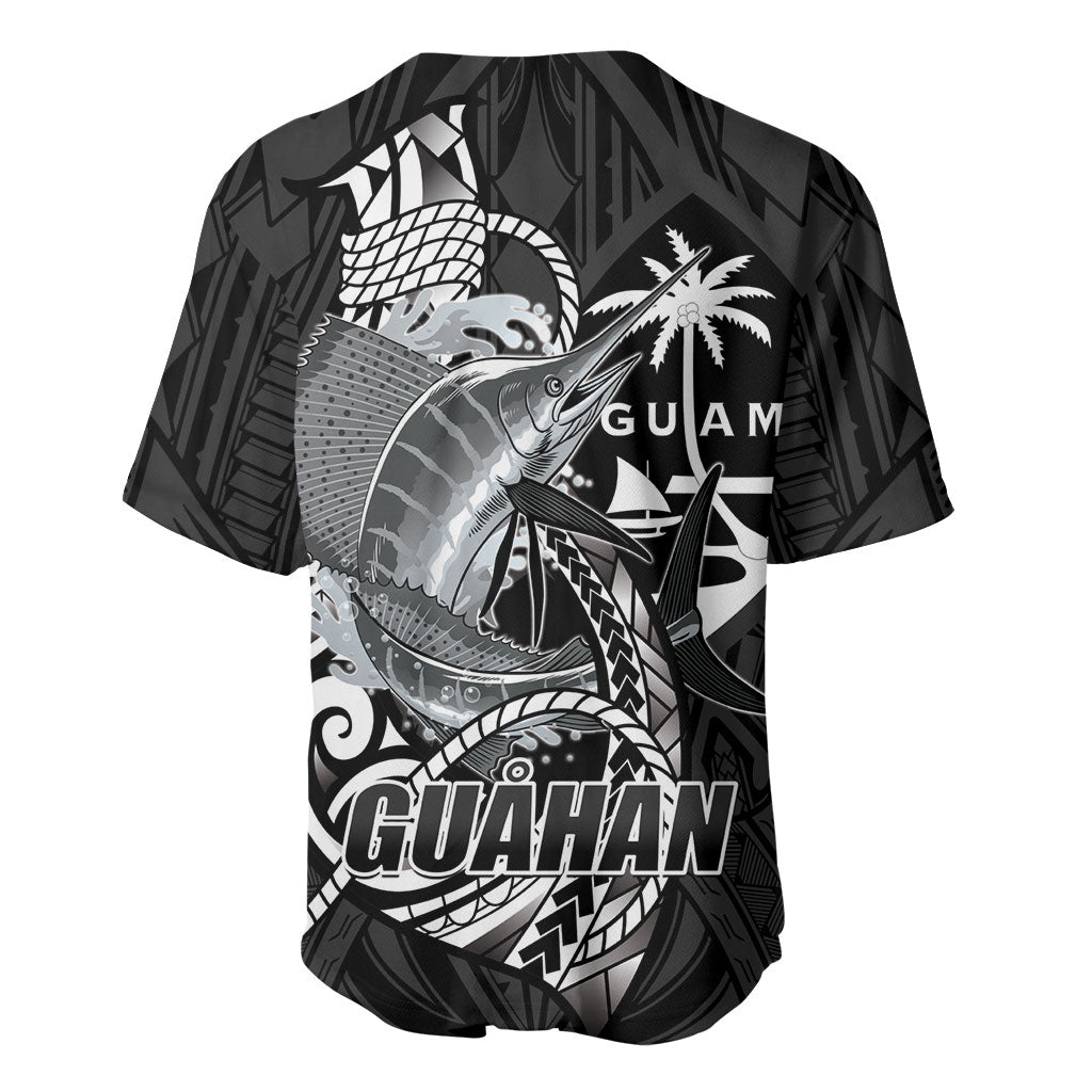 Guam Blue Marlin Fishing Baseball Jersey Guahan Fish Hook Tattoo Black Version LT14 - Polynesian Pride