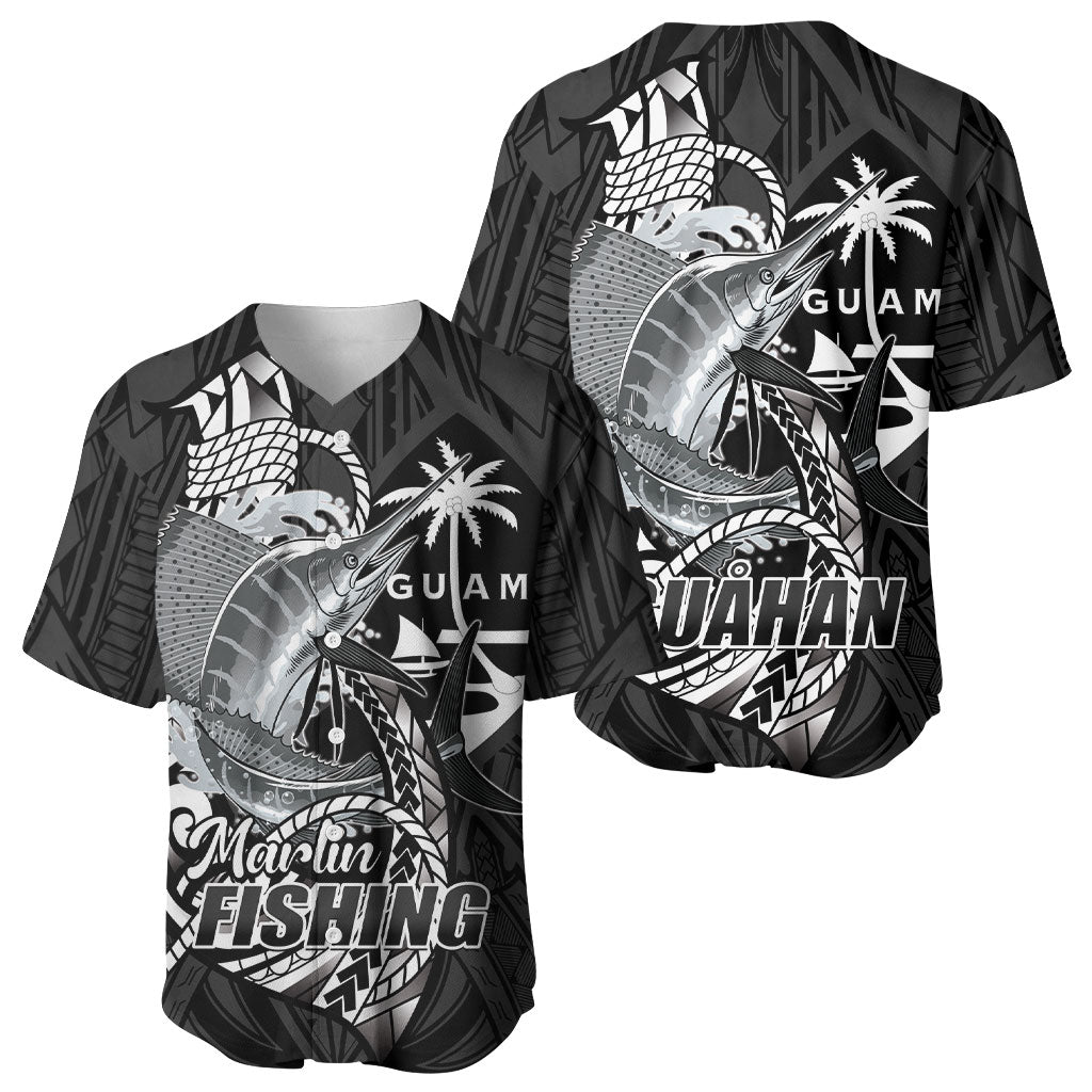 Guam Blue Marlin Fishing Baseball Jersey Guahan Fish Hook Tattoo Black Version LT14 - Polynesian Pride