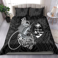 Guam Blue Marlin Fishing Bedding Set Guahan Fish Hook Tattoo Black Version LT14 - Polynesian Pride