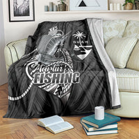 Guam Blue Marlin Fishing Blanket Guahan Fish Hook Tattoo Black Version LT14 Black - Polynesian Pride