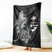Guam Blue Marlin Fishing Blanket Guahan Fish Hook Tattoo Black Version LT14 - Polynesian Pride