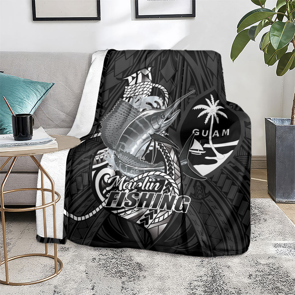 Guam Blue Marlin Fishing Blanket Guahan Fish Hook Tattoo Black Version LT14 - Polynesian Pride