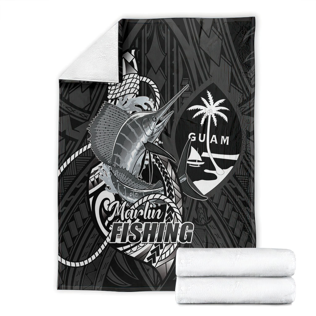 Guam Blue Marlin Fishing Blanket Guahan Fish Hook Tattoo Black Version LT14 - Polynesian Pride