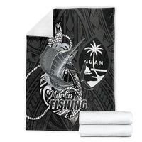 Guam Blue Marlin Fishing Blanket Guahan Fish Hook Tattoo Black Version LT14 - Polynesian Pride