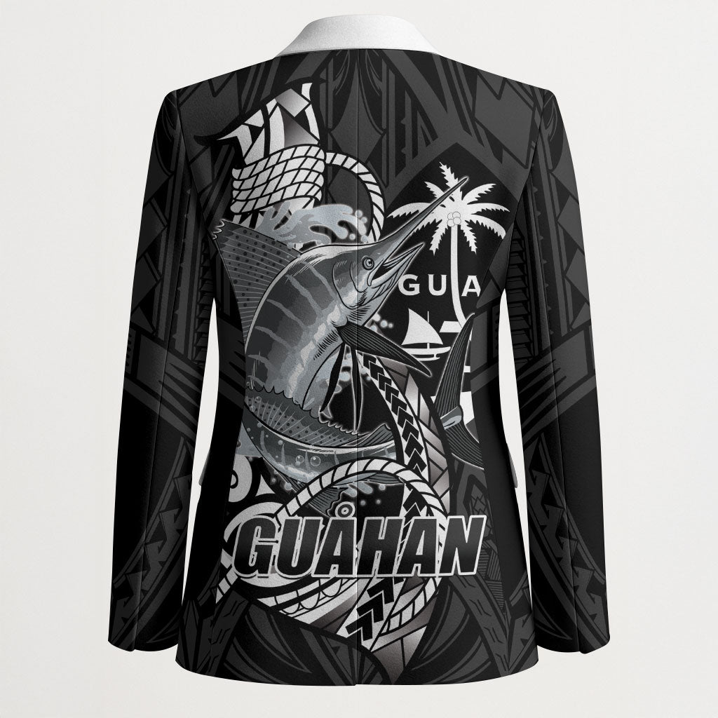 Guam Blue Marlin Fishing Blazer Guahan Fish Hook Tattoo Black Version LT14 - Polynesian Pride