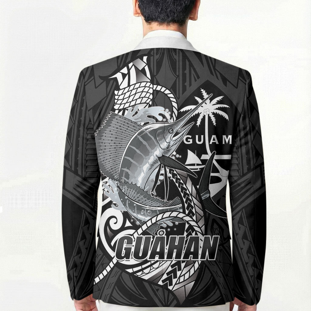 Guam Blue Marlin Fishing Blazer Guahan Fish Hook Tattoo Black Version LT14 - Polynesian Pride