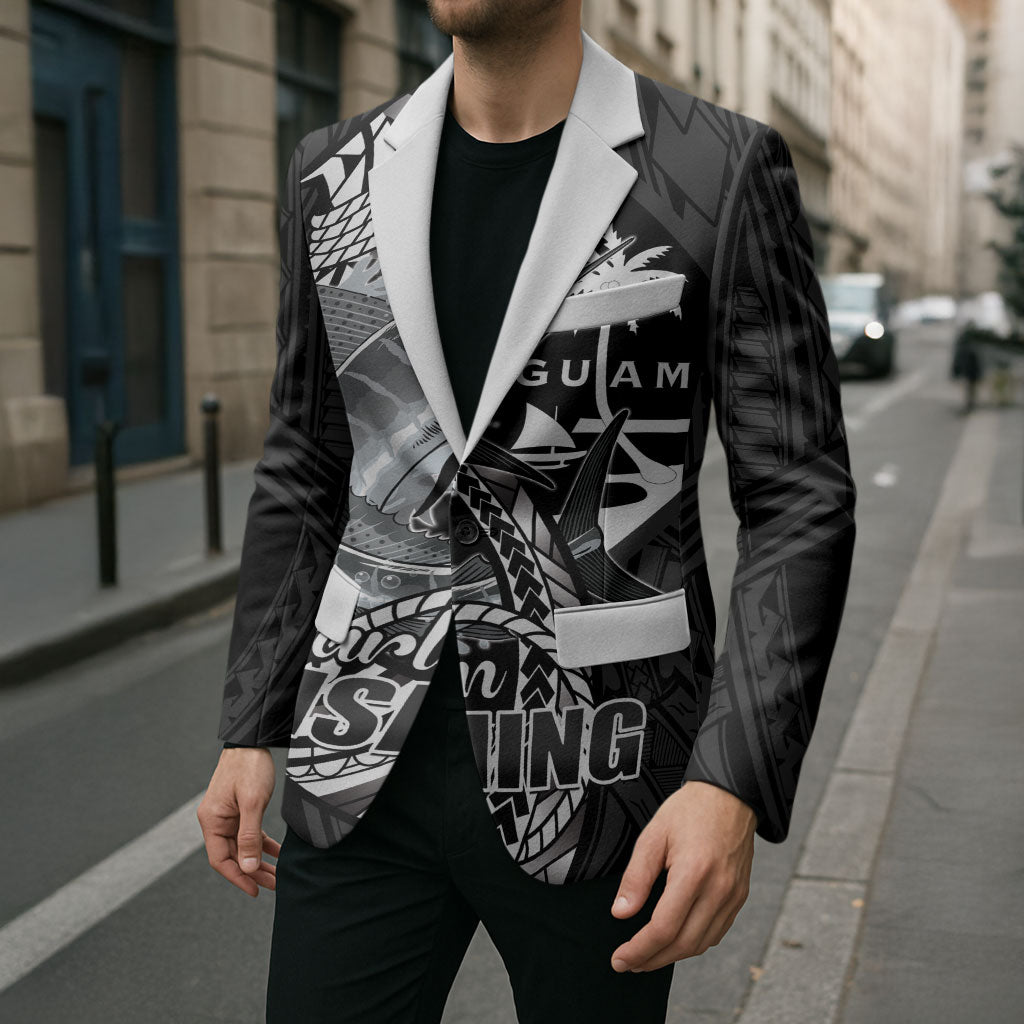 Guam Blue Marlin Fishing Blazer Guahan Fish Hook Tattoo Black Version LT14 - Polynesian Pride
