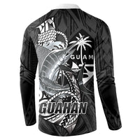 Guam Blue Marlin Fishing Button Sweatshirt Guahan Fish Hook Tattoo Black Version LT14 - Polynesian Pride
