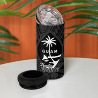 Guam Blue Marlin Fishing 4 in 1 Can Cooler Tumbler Guahan Fish Hook Tattoo Black Version LT14 - Polynesian Pride