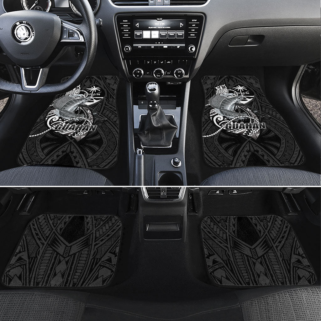 Guam Blue Marlin Fishing Car Mats Guahan Fish Hook Tattoo Black Version LT14 Set 4pcs Black - Polynesian Pride