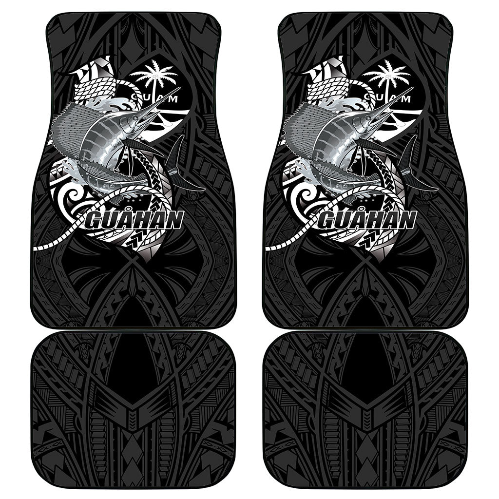 Guam Blue Marlin Fishing Car Mats Guahan Fish Hook Tattoo Black Version LT14 - Polynesian Pride