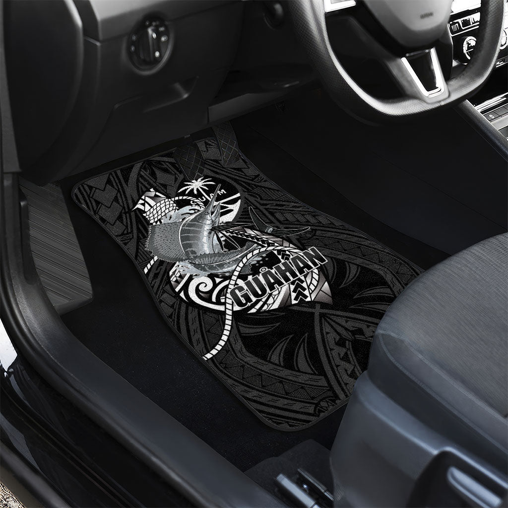 Guam Blue Marlin Fishing Car Mats Guahan Fish Hook Tattoo Black Version LT14 - Polynesian Pride