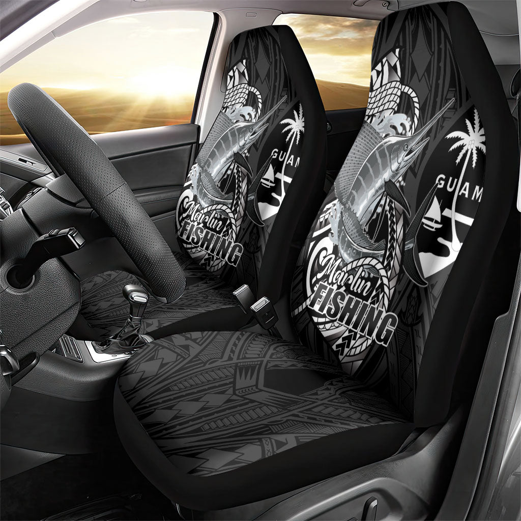 Guam Blue Marlin Fishing Car Seat Cover Guahan Fish Hook Tattoo Black Version LT14 - Polynesian Pride