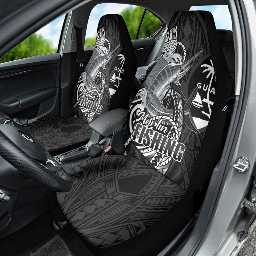Guam Blue Marlin Fishing Car Seat Cover Guahan Fish Hook Tattoo Black Version LT14 - Polynesian Pride