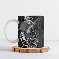 Guam Blue Marlin Fishing Ceramic Mug Guahan Fish Hook Tattoo Black Version LT14 Black - Polynesian Pride