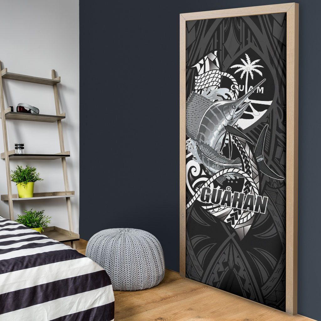 Guam Blue Marlin Fishing Door Cover Guahan Fish Hook Tattoo Black Version LT14 - Polynesian Pride