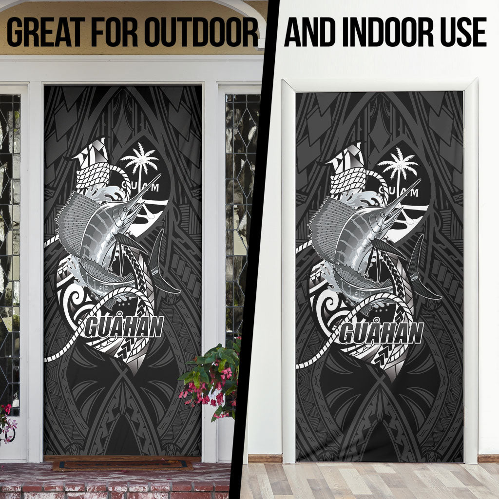 Guam Blue Marlin Fishing Door Cover Guahan Fish Hook Tattoo Black Version LT14 - Polynesian Pride