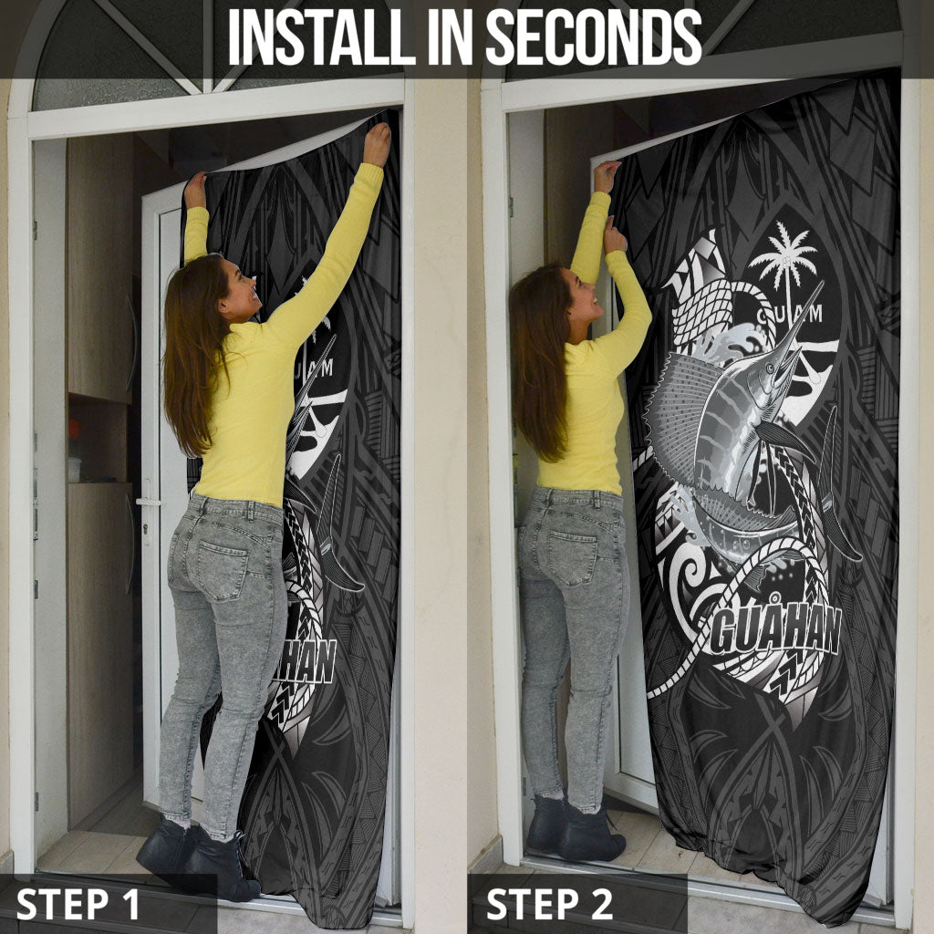 Guam Blue Marlin Fishing Door Cover Guahan Fish Hook Tattoo Black Version LT14 - Polynesian Pride