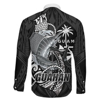 Guam Blue Marlin Fishing Family Matching Mermaid Dress and Hawaiian Shirt Guahan Fish Hook Tattoo Black Version