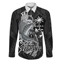 Guam Blue Marlin Fishing Family Matching Short Sleeve Bodycon Dress and Hawaiian Shirt Guahan Fish Hook Tattoo Black Version
