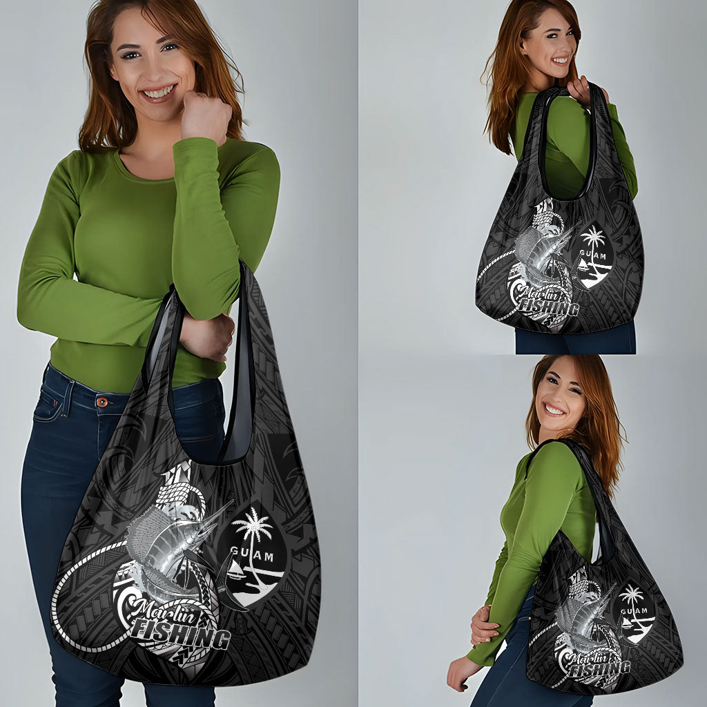 Guam Blue Marlin Fishing Grocery Bag Guahan Fish Hook Tattoo Black Version LT14 - Polynesian Pride