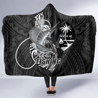 Guam Blue Marlin Fishing Hooded Blanket Guahan Fish Hook Tattoo Black Version LT14 One Size Black - Polynesian Pride