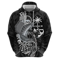 Guam Blue Marlin Fishing Hoodie Guahan Fish Hook Tattoo Black Version LT14 - Polynesian Pride