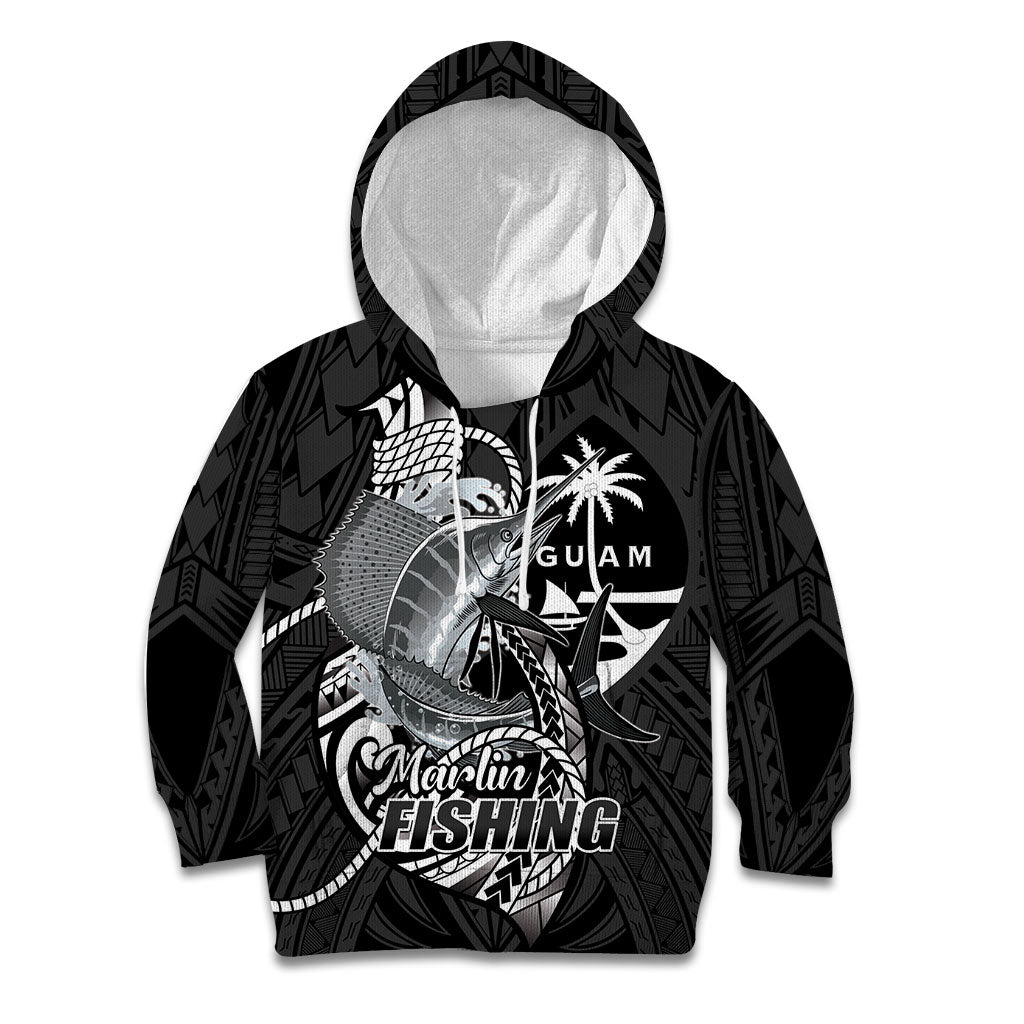 Guam Blue Marlin Fishing Kid Hoodie Guahan Fish Hook Tattoo Black Version LT14 Hoodie Black - Polynesian Pride
