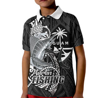 Guam Blue Marlin Fishing Kid Polo Shirt Guahan Fish Hook Tattoo Black Version